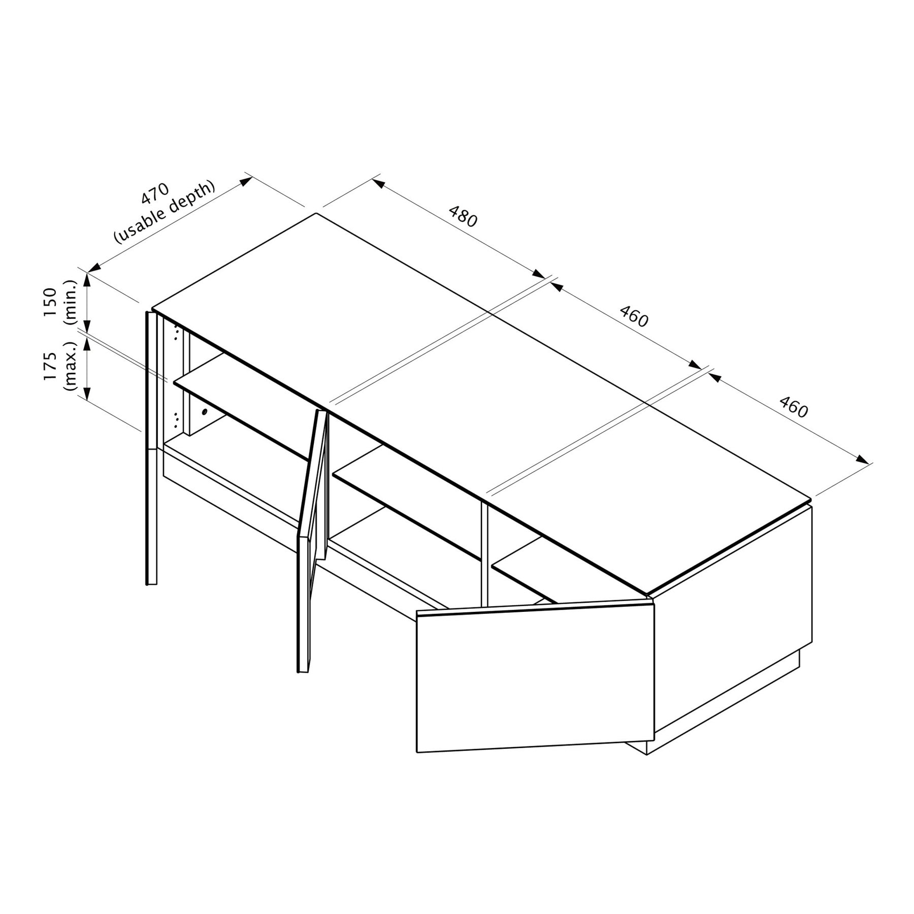 Black Gloss TV Unit Up To 65 Inch Flat TV MMT D1500