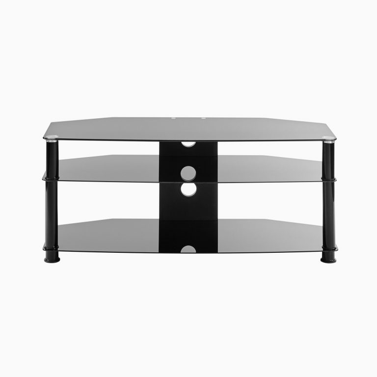 Black Glass 3 shelf TV corner stand up to 47 inch TV MMTDB1000
