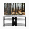 MMT DB1000 black glass tv stand with tv screen