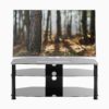 MMT DB1150 black glass tv stand with tv screen