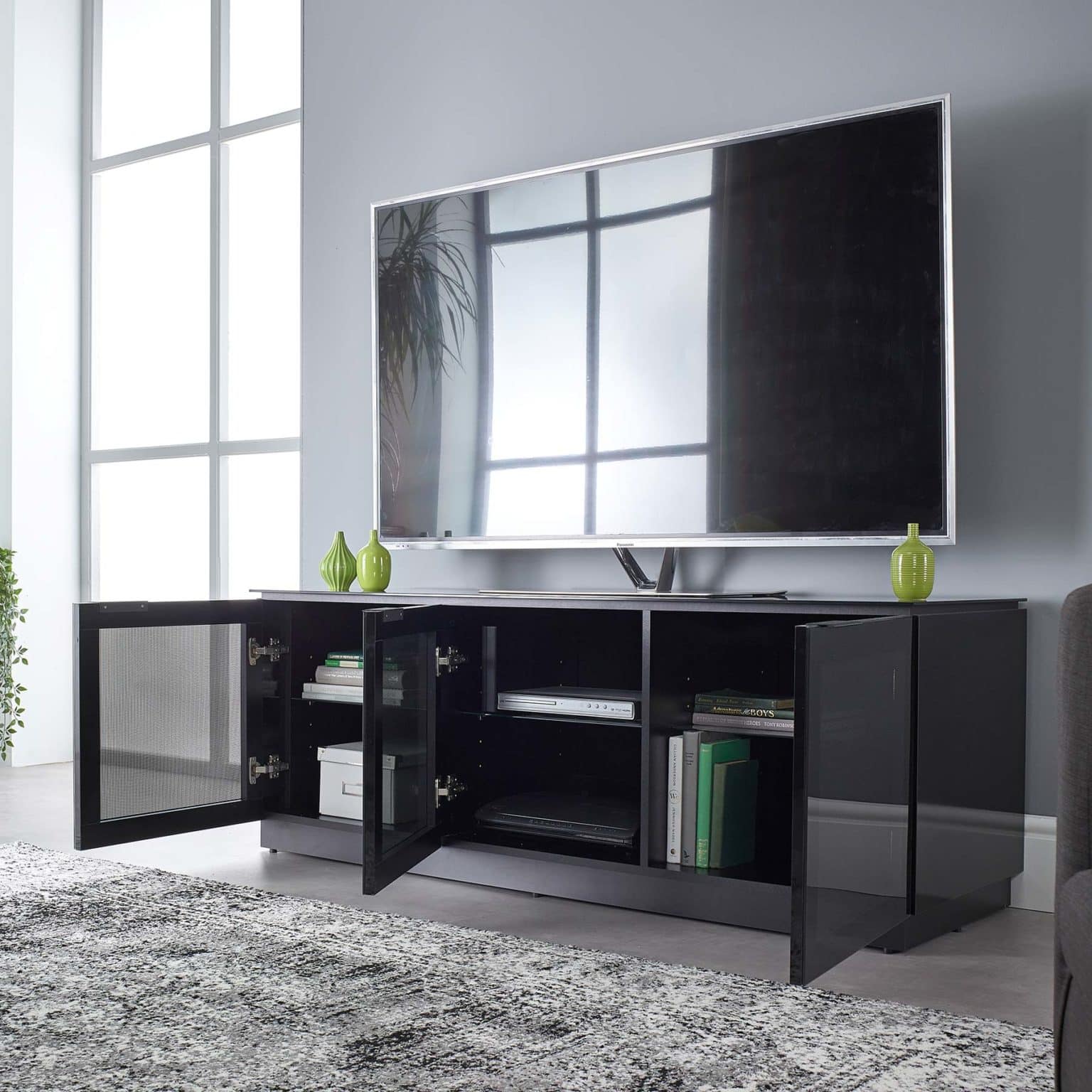 Black Gloss TV stand up to 65 inch Flat TV MMTD1500