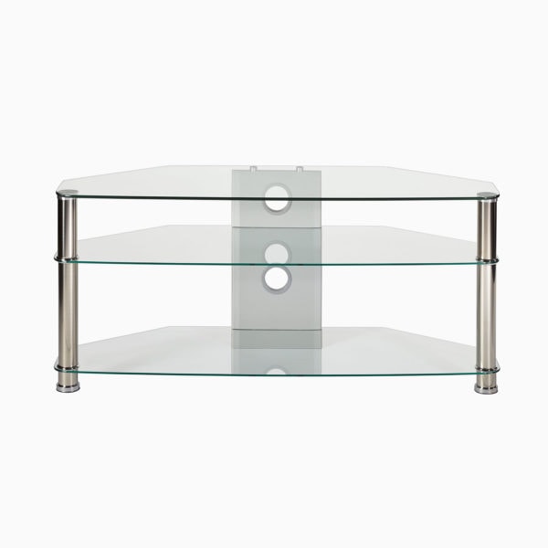 Jet mmt cl1000 clear glass corner tv stand front
