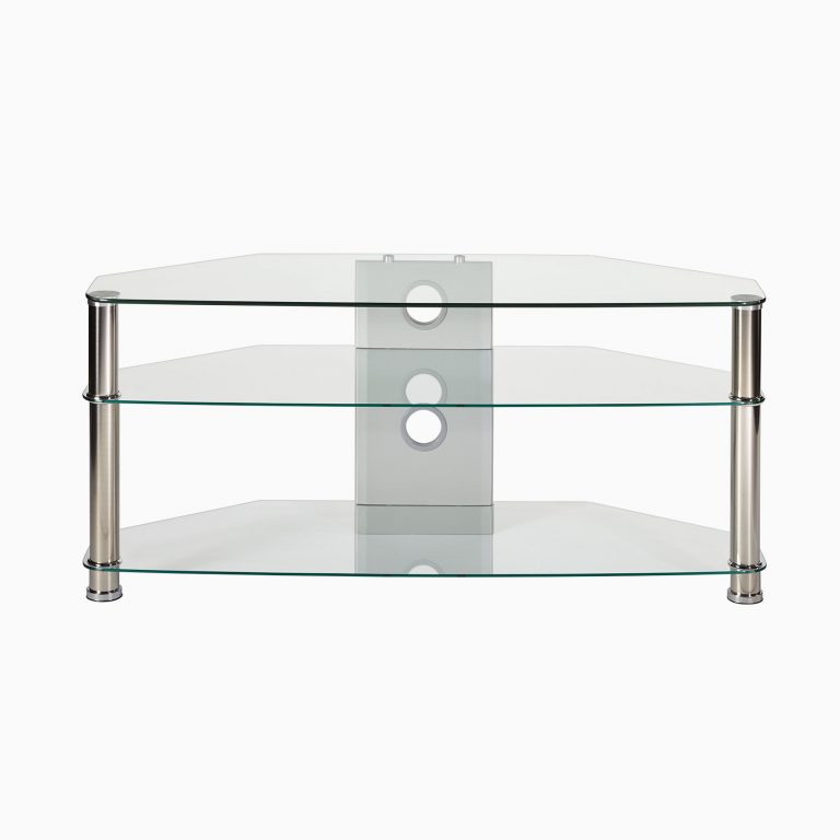 Corner TV stand in Clear Glass up to 42 inch TV MMTCL1000