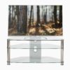 Jet mmt cl1000 clear glass corner tv stand with tv screen