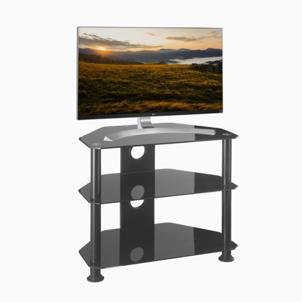 MMT-DB600-small-black-glass-tv-stand-screenMMT DB600 small black glass tv stand with TV screen