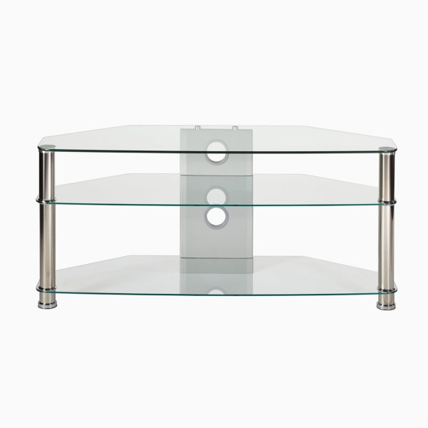 Jet MMT CL1150 clear glass tv stand front view