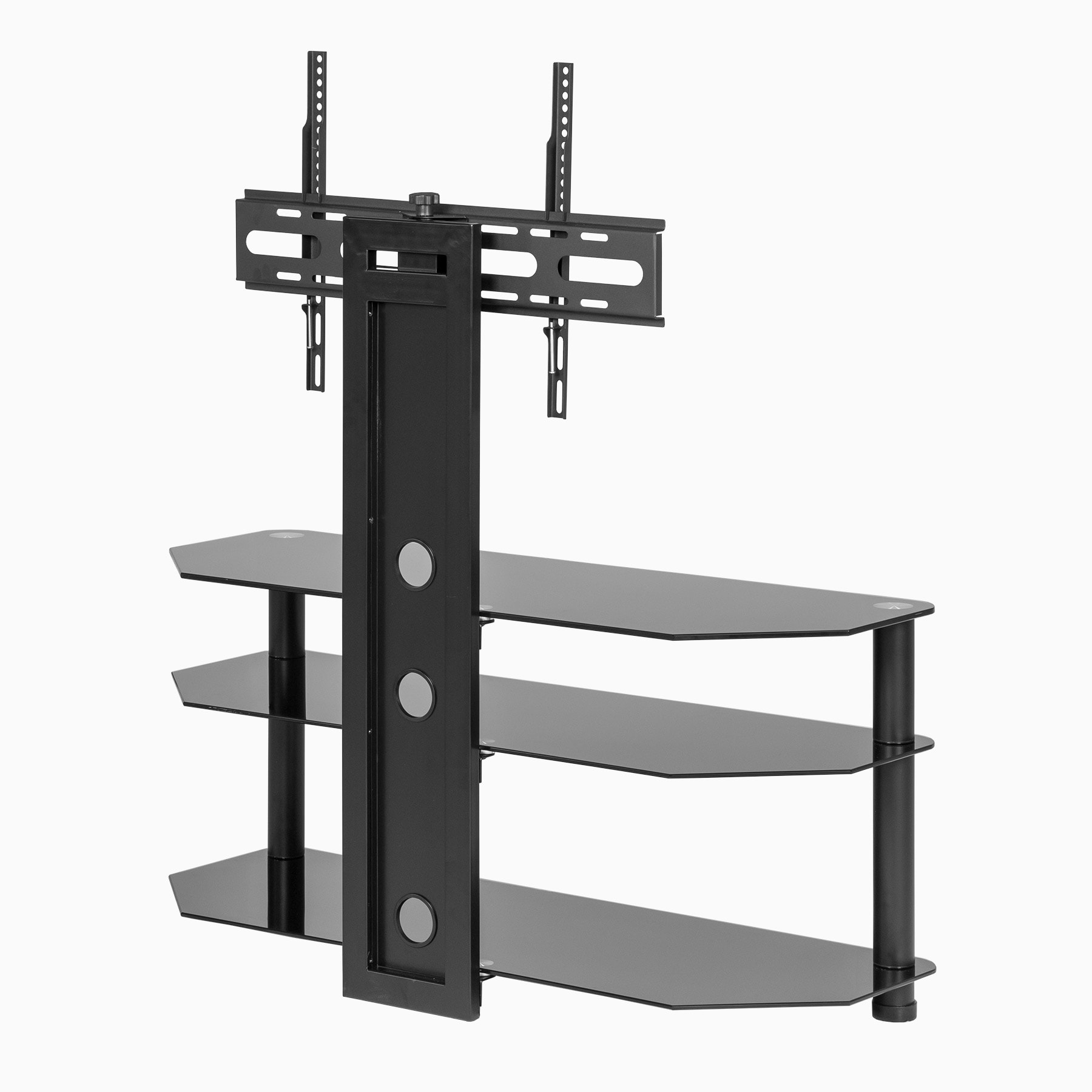 TV Stand with Mount| Black Glass cantilever tv stand