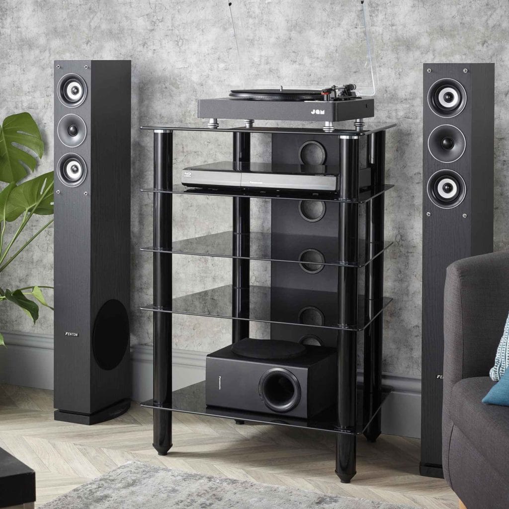 Hi Fi Stand In Black Glass 500mm Deep Glass Shelves For AV Separates hi-fi-stand-in-black-glass-500mm-deep-glass-shelves-for-av-separates