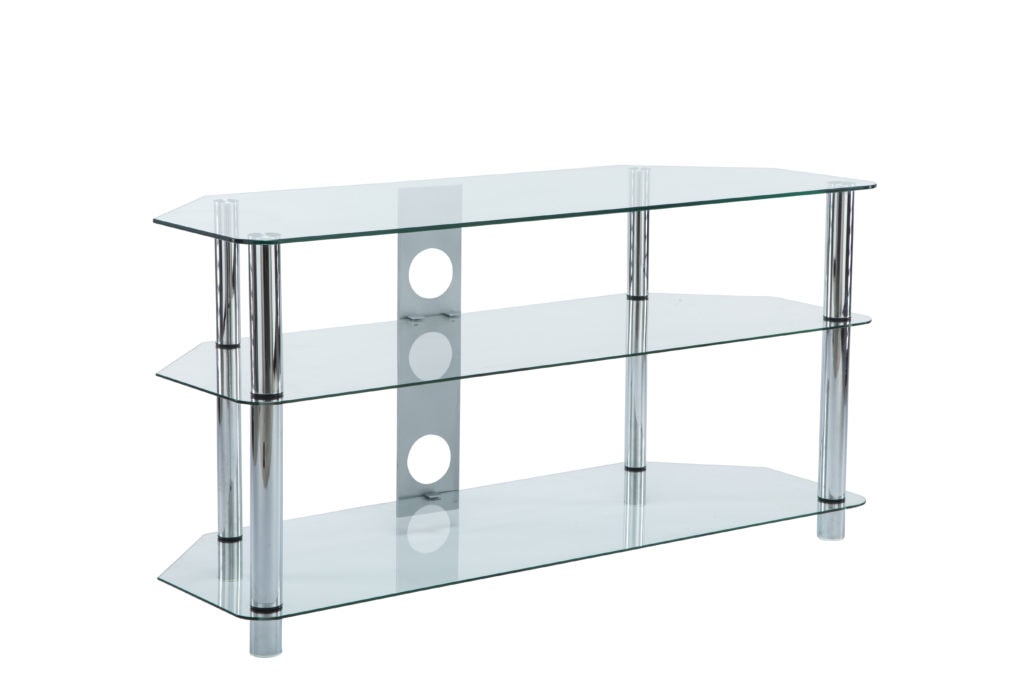 Best clear glass Stand for up to 55inch TV with chrome legs