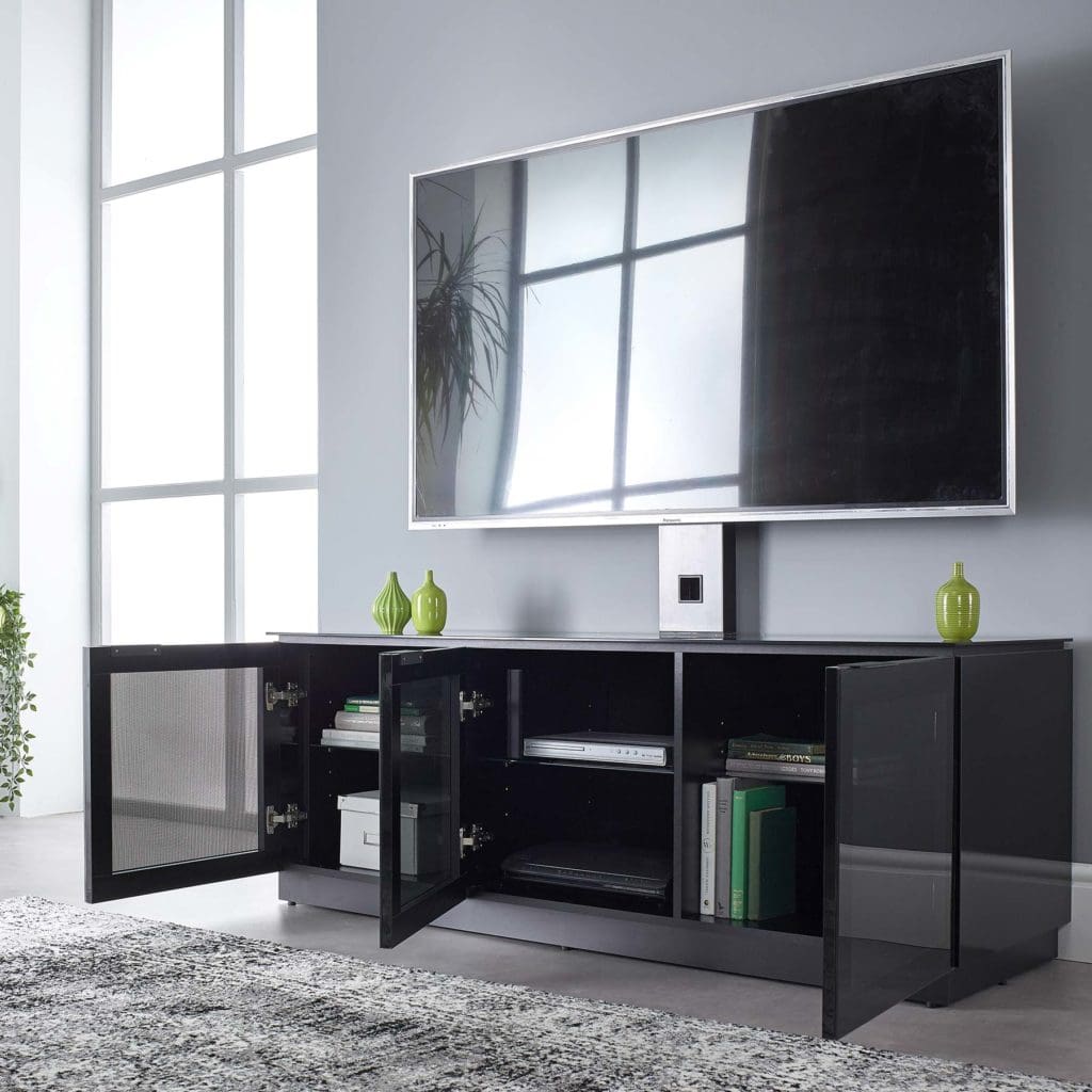 Black TV with mount for up to 65 inch TV MMTD1500XArm