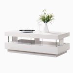 MMT- AU2052D White high gloss coffee table with RGB LED lights.