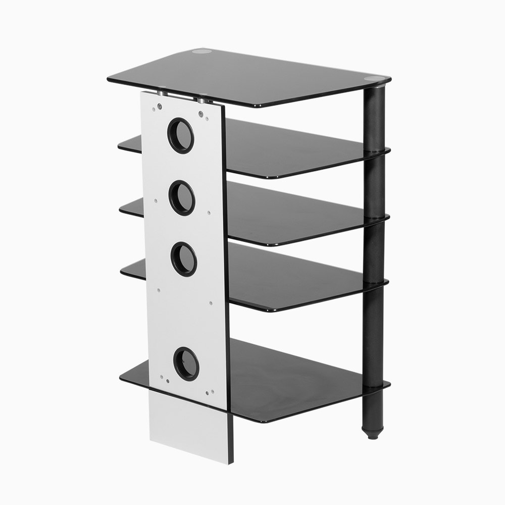 HiFi Rack 500mm deep black glass shelves for AV separates. 880mm