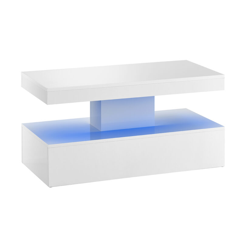 au5141 white coffee table with led lighting