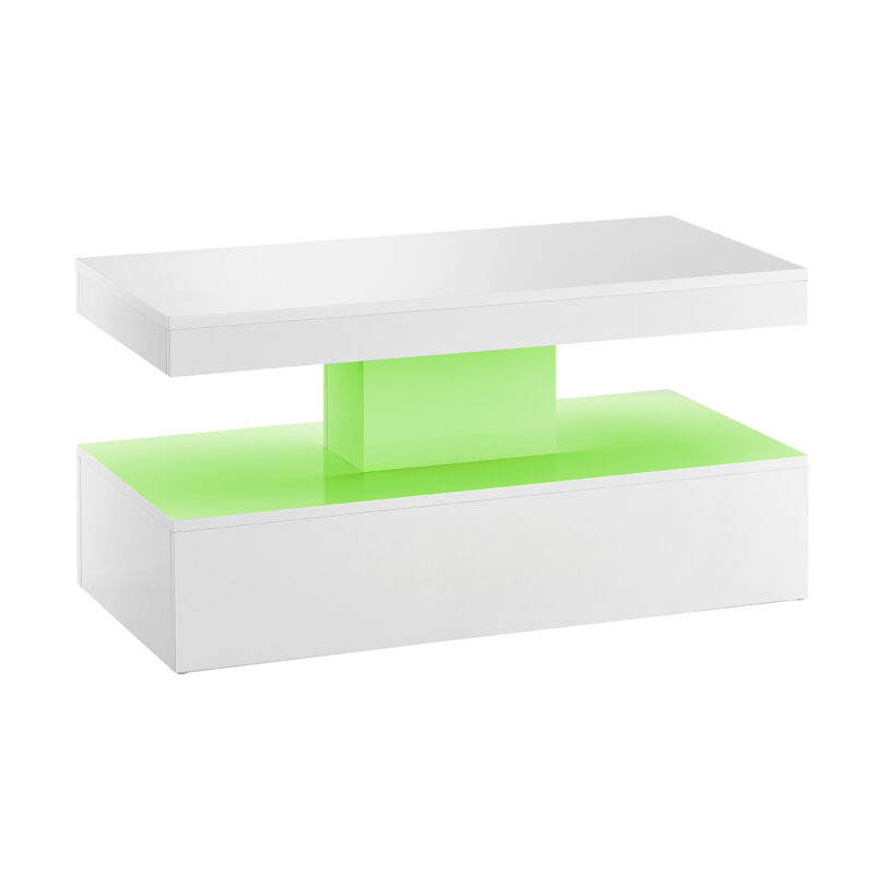 au5141 white coffee table with led lighting