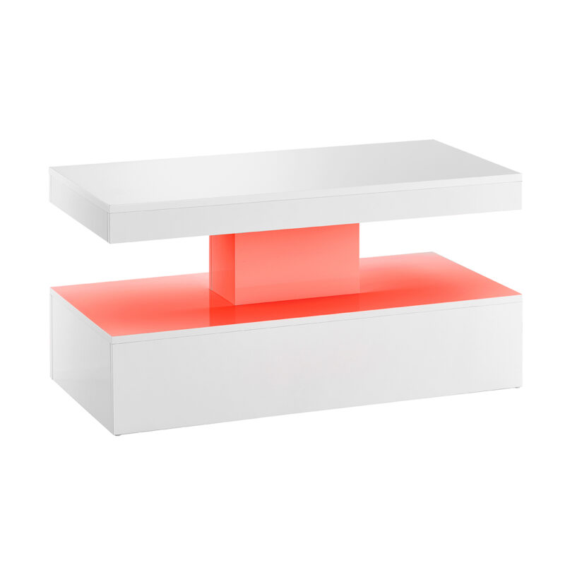au5141 white coffee table with led lighting