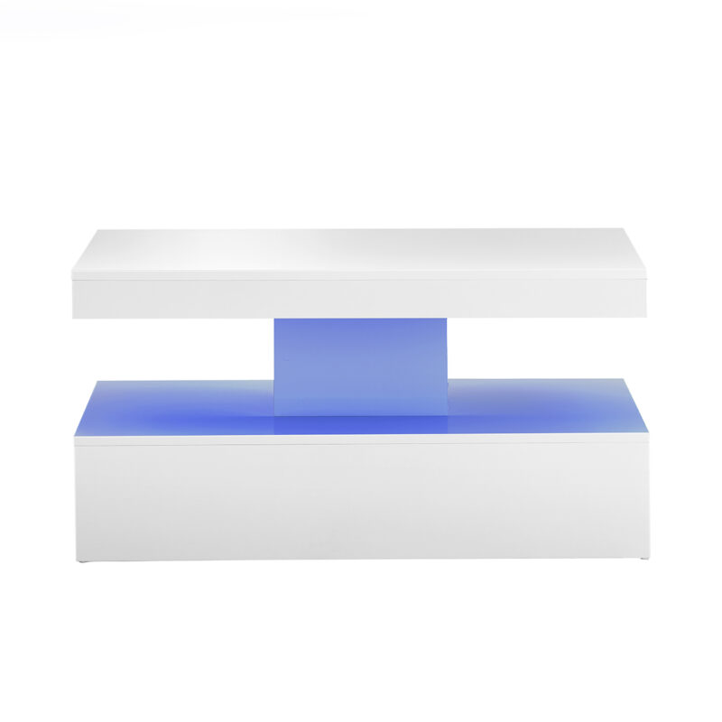 au5141 white coffee table with led lighting