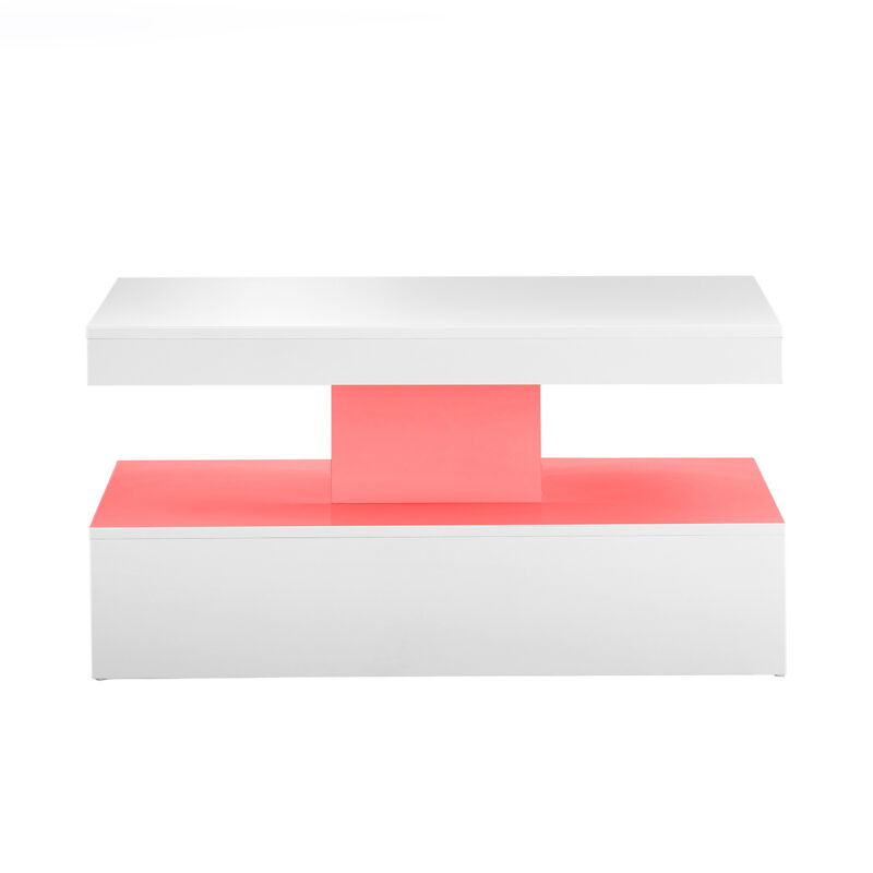 au5141 white coffee table with led lighting