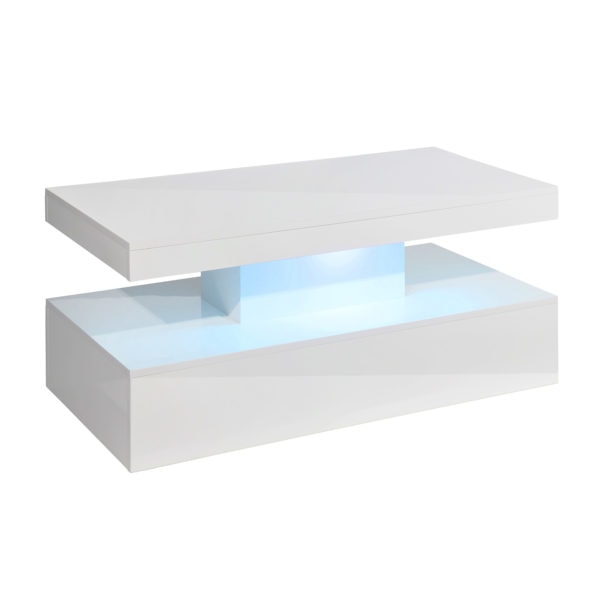 au5141 white coffee table with led lighting