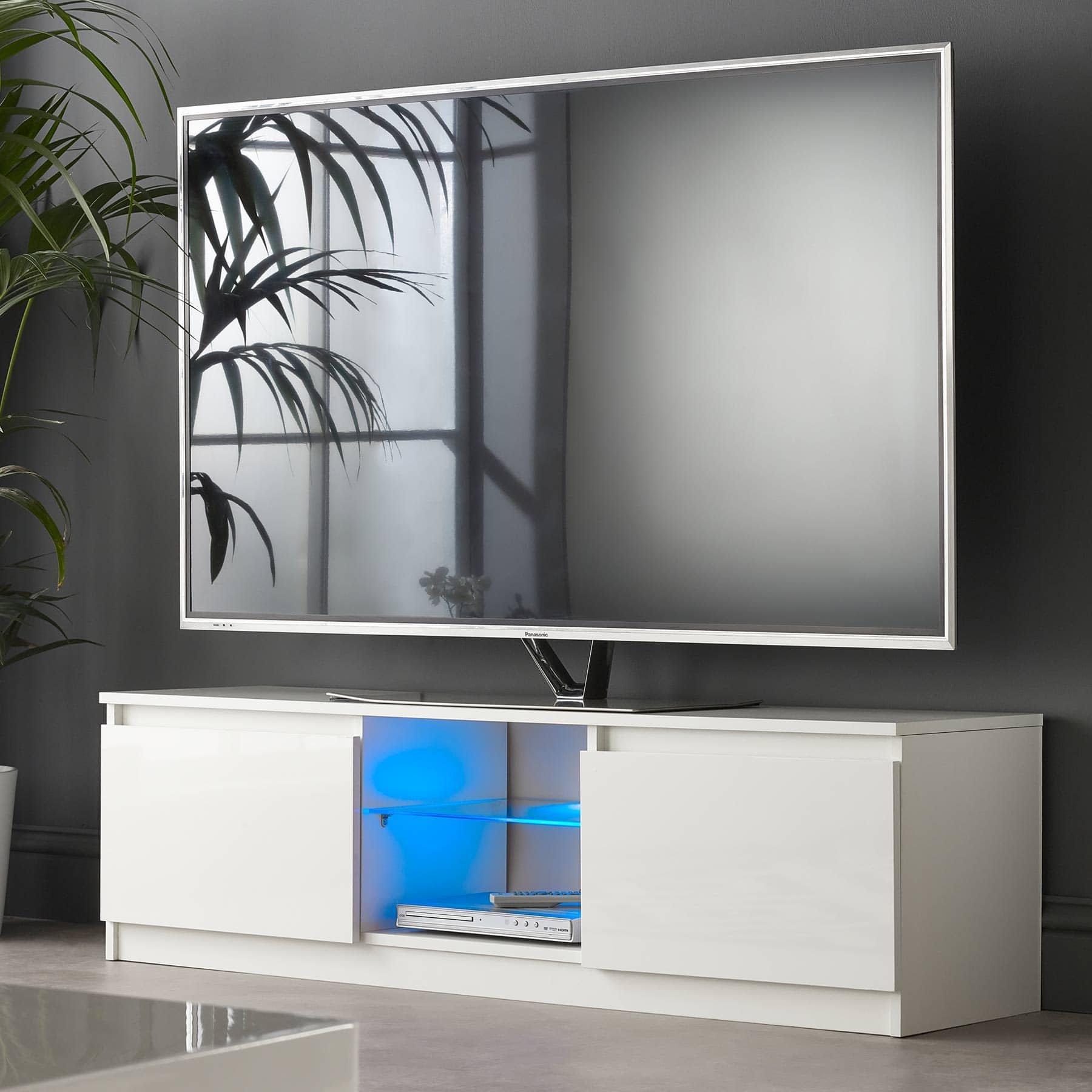 Extra Large White Gloss Timber With Blue LED Lights