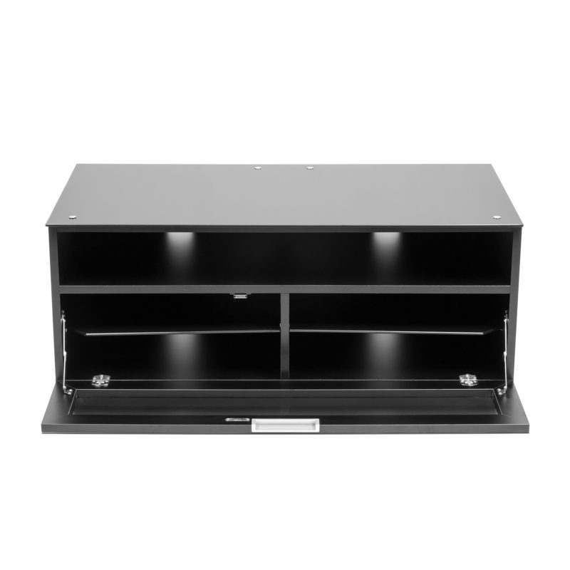 MMT-D1000-black-gloss-TV-cabinet-front-open