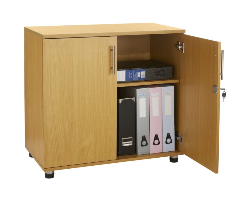 sd iv06 beech 2 door storage cabinet with locking doors 750mm