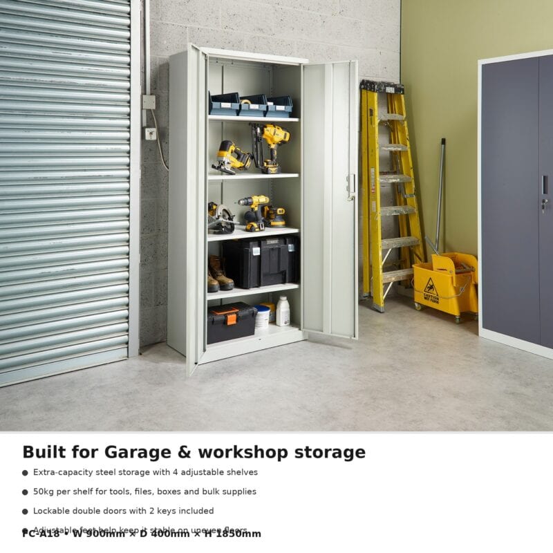 fc a18 grey 2 door steel storage cabinet 1850mm