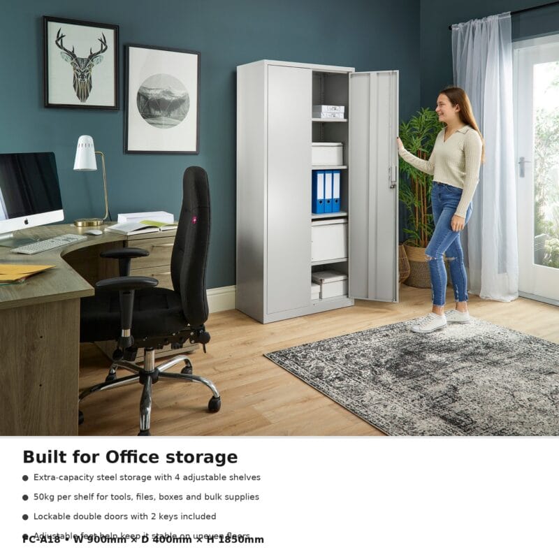 fc a18 grey 2 door steel storage cabinet 1850mm