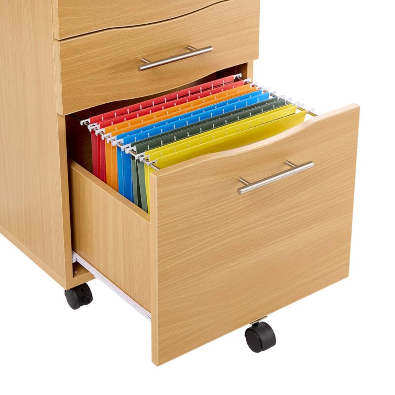 sd iv15 beech 3 drawer under desk mobile pedestal 680mm