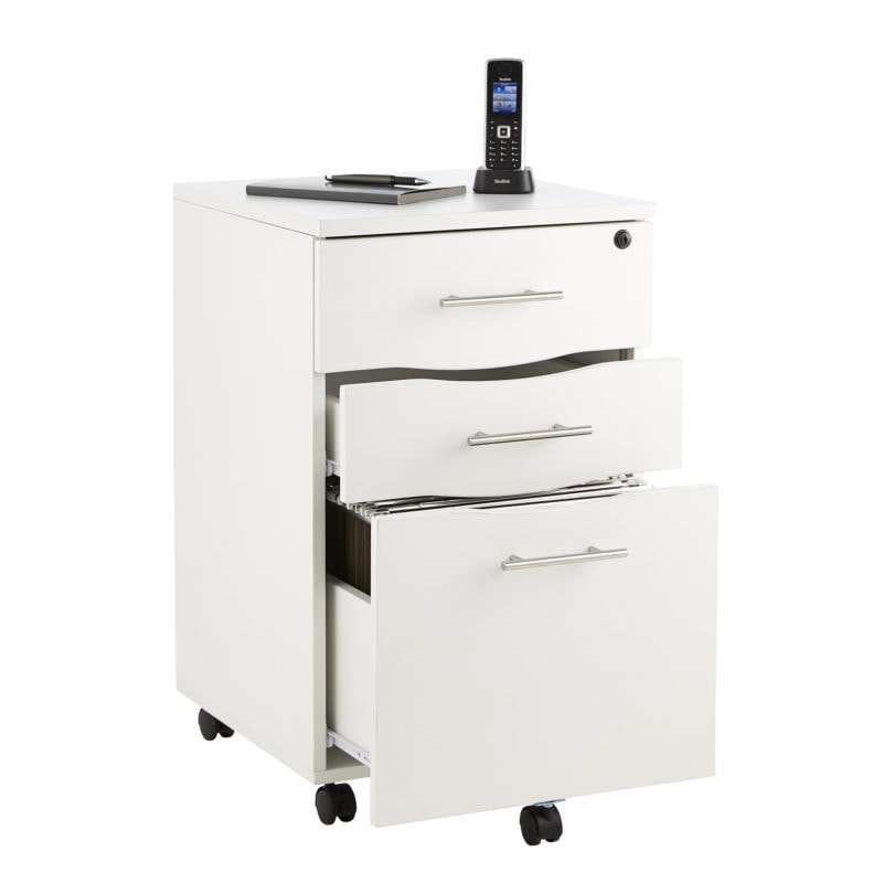 sd iv15 white 3 drawer under desk mobile pedestal 680mm