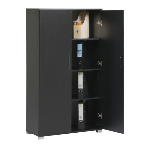 Sd Iv02 Black 2 Door Storage Cabinet Locking Doors Open