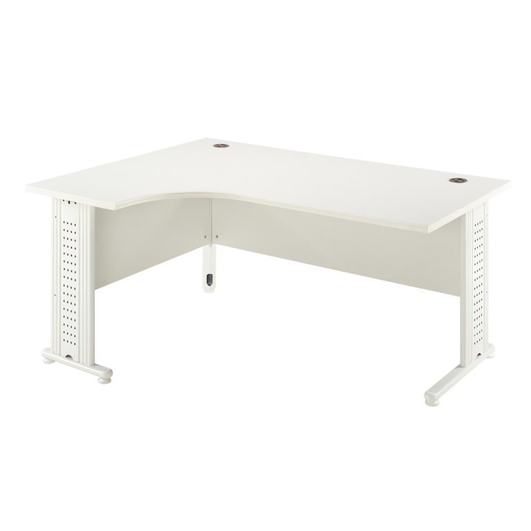 White Left Hand L Shaped Desk with Cable Managed Legs SL1600