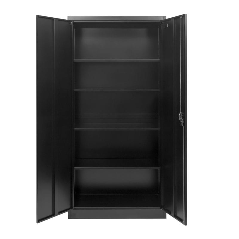 Tall Black Metal Office Cabinet Front Open 800x800 