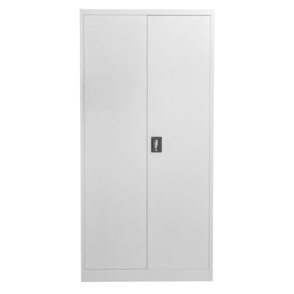 Tall Grey Metal Office Cabinet Front