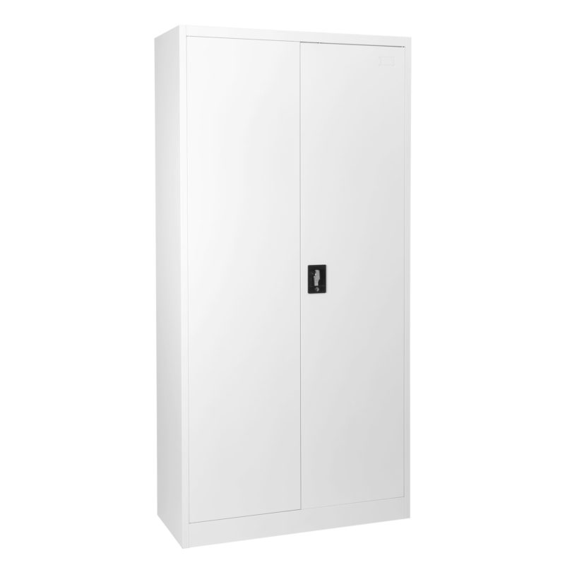 Tall White Metal Office Cabinet Main
