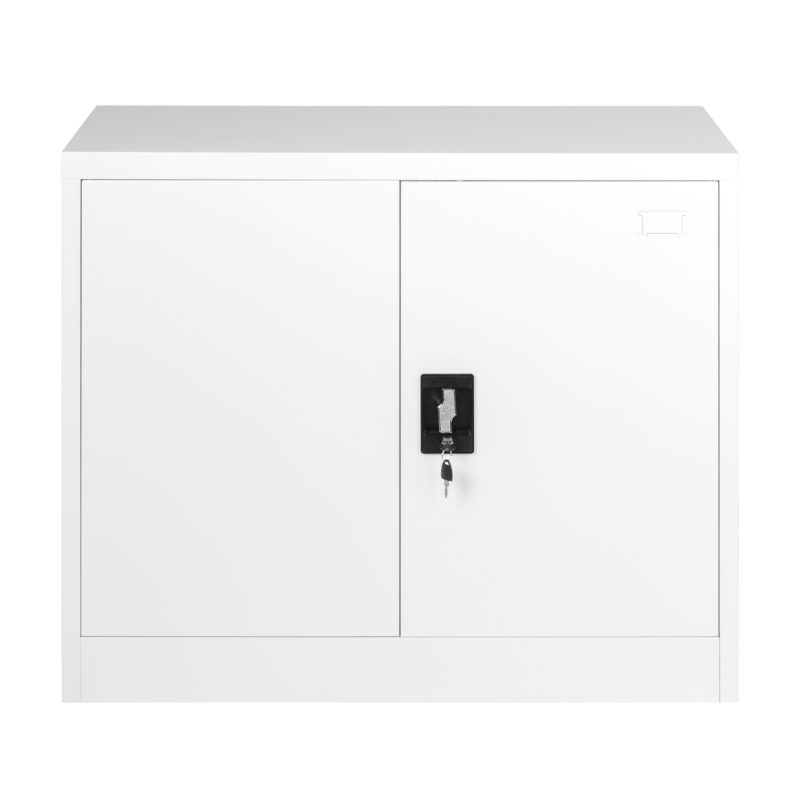 White Compact Metal Office Cabinet Front