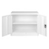 White Compact Metal Office Cabinet Front Open