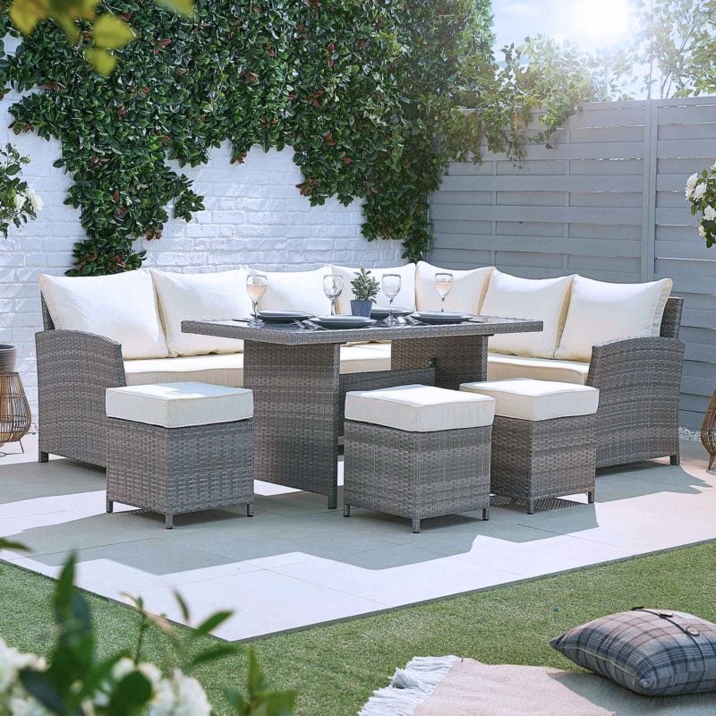 sd210062d grey rattan garden furniture l shaped dining corner set