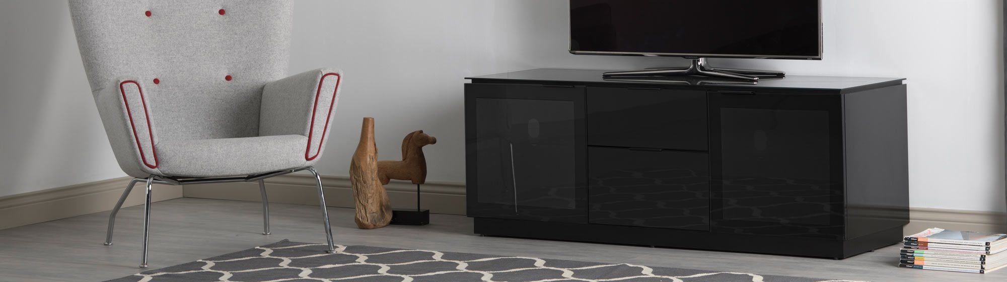 Ready Assembled TV Units & in Black or White.