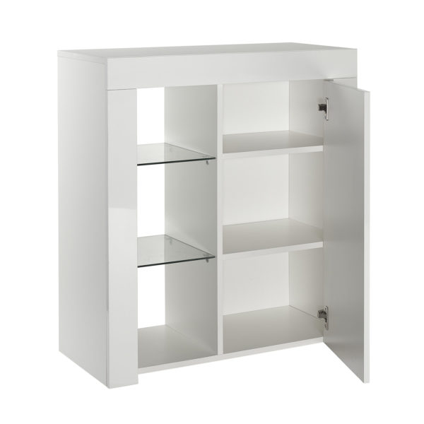 Sib01 Small White Sideboard Display Cabinet Open