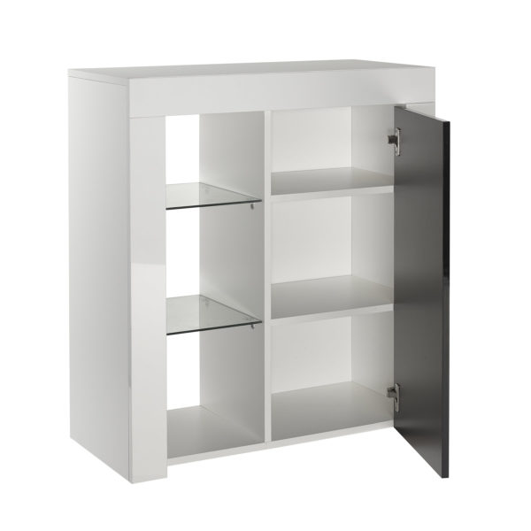 sib01 small white black sideboard display cabinet open