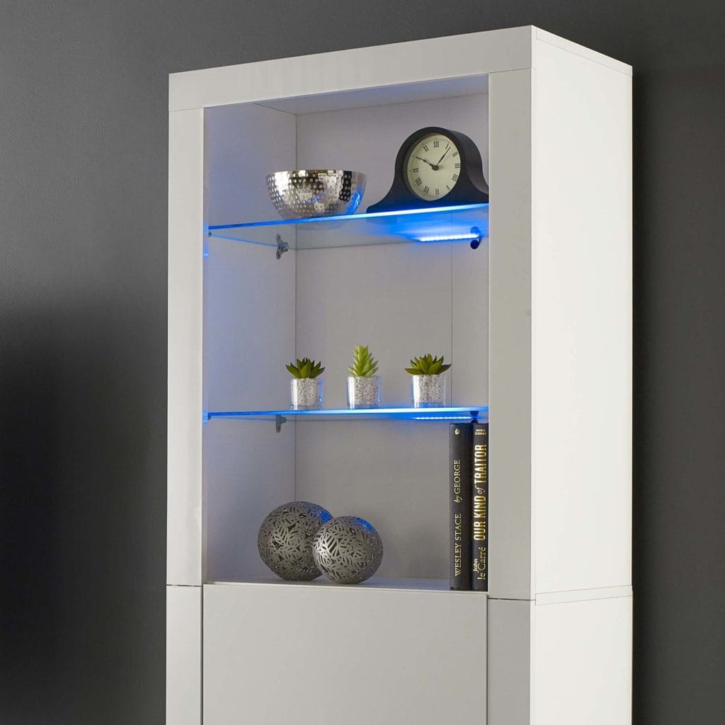 Tall White Storage Sideboard with LED lights | MMT-SIB03