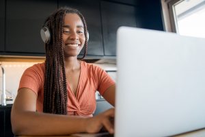woman working at home. home office.