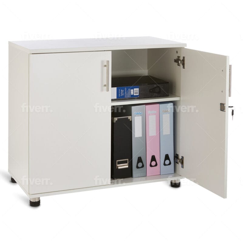 sd iv07 white 2 door storage cabinet with locking doors 750mm