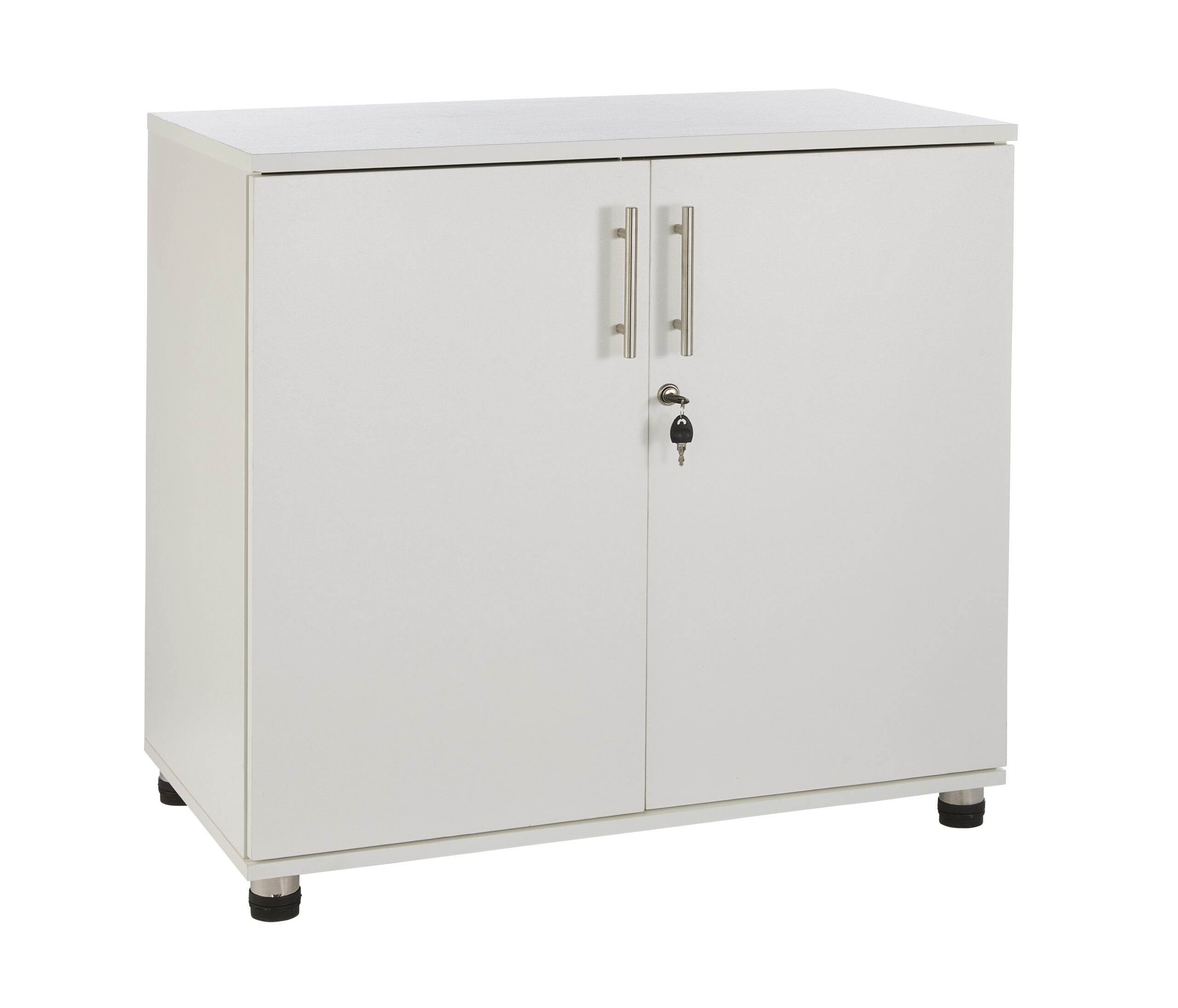 sd iv07 white 2 door storage cabinet with locking doors 750mm