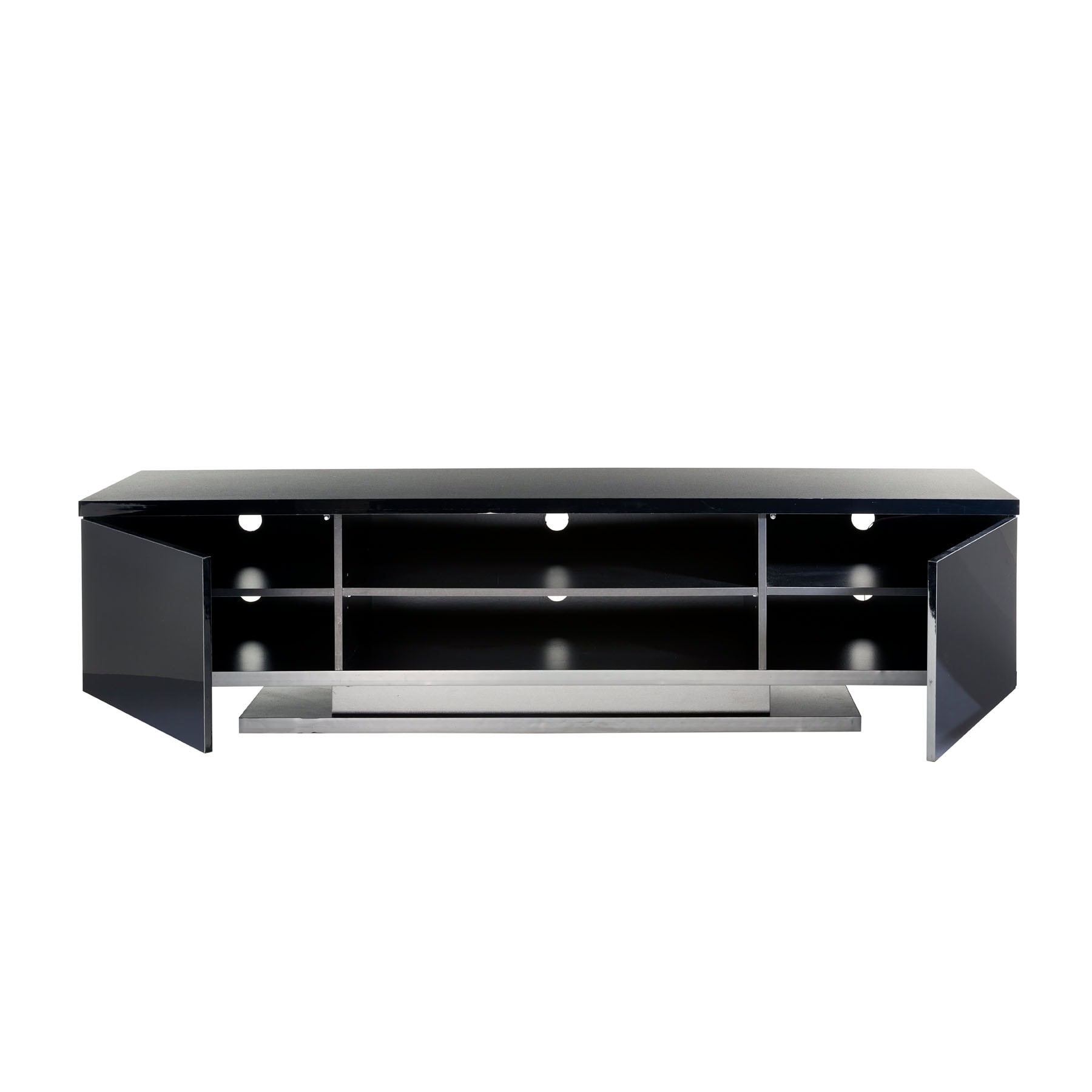 Black TV Cabinet For 80 Screens Wide TV Unit RGB Lights