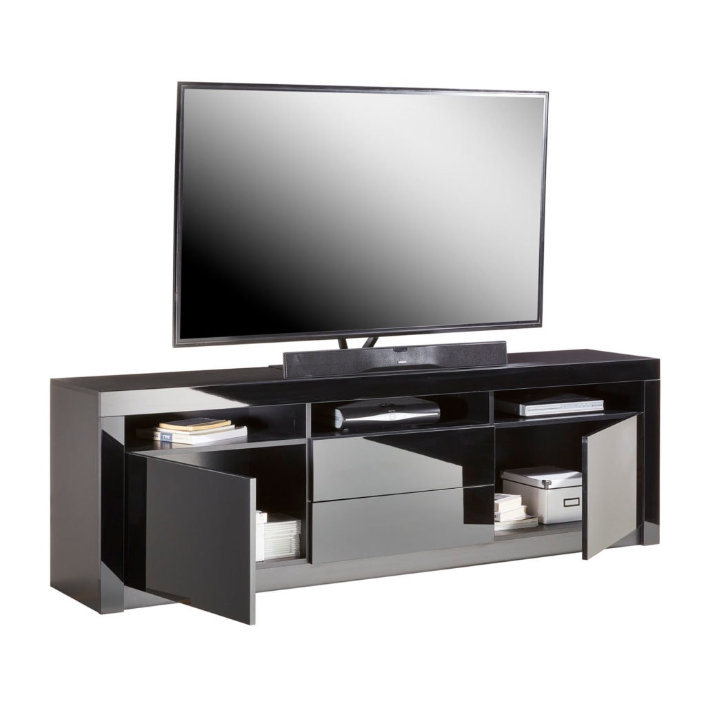 Black TV with drawers & RGB Lights for up to 85″ Screens