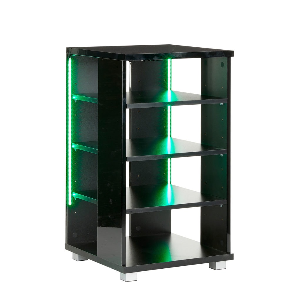 Black HiFi Unit with 5 Shelves & LED Lighting | MMT Furniture