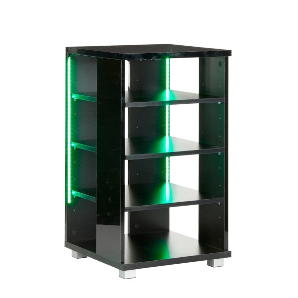 hfb 4dw black 5 shelf hifi unit with led lighting