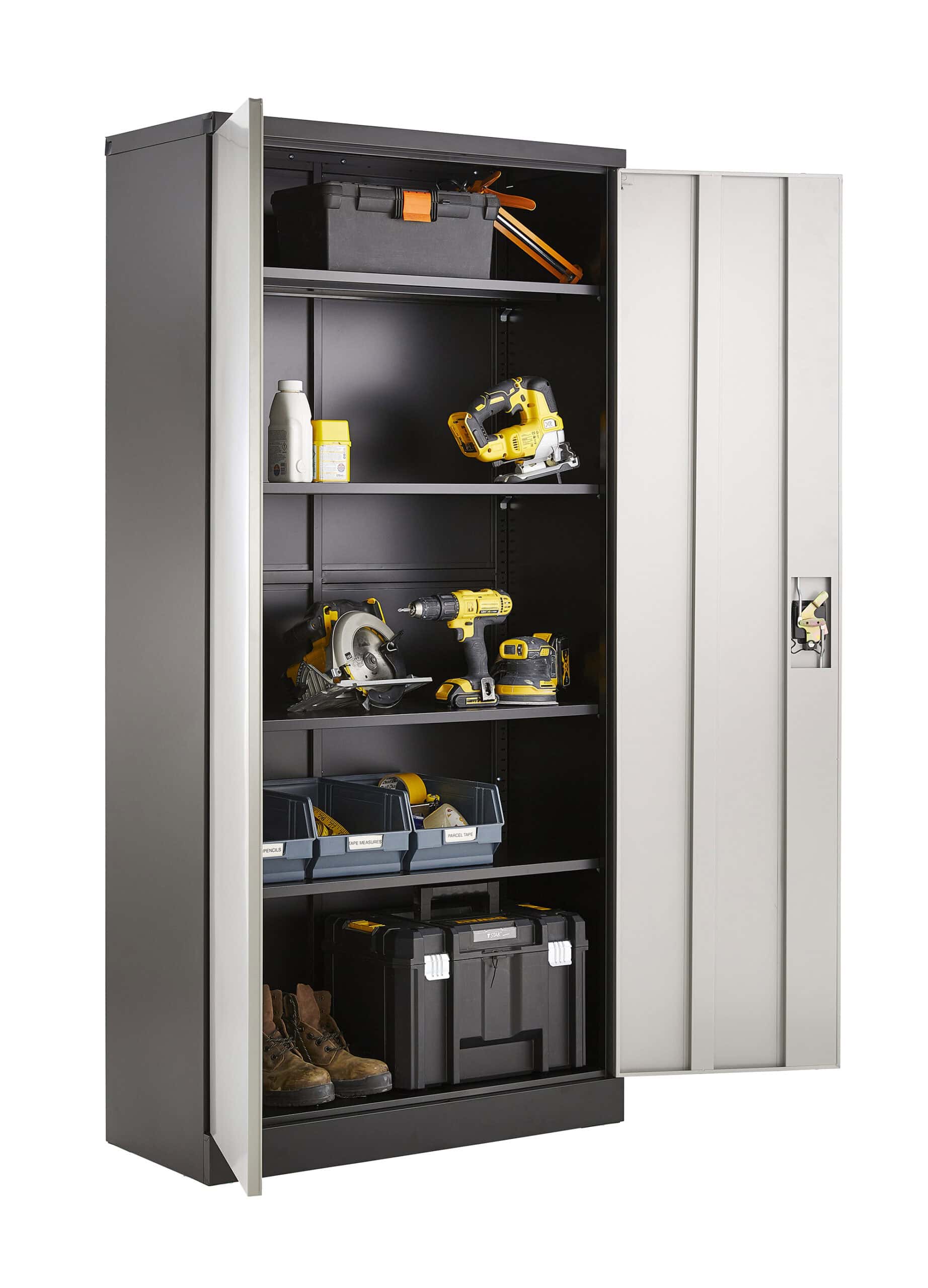 fc a18 grey & black 2 door steel storage cabinet 1850mm