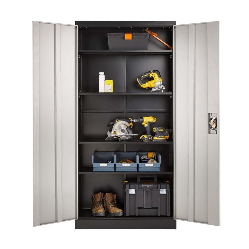fc a18 grey & black 2 door steel storage cabinet 1850mm